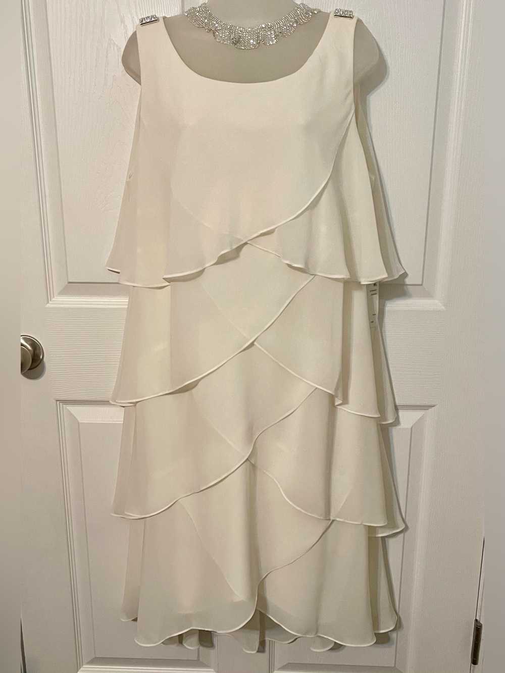 NWT S L FASHIONS Elegant Ivory Layered Chiffon Dress SIZE 18 WOMEN PLUS